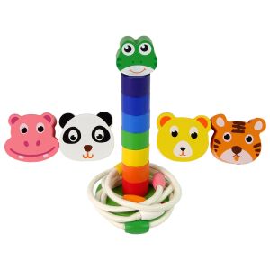 Fából készült piramis oktatási karakterlánc puzzle állatok 13244