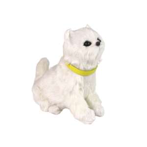 Interaktives Plüsch-Border-Collie-Spielzeug, weißes Fell, gelber Kragen, 19cm x 17cm x 13cm - Interaktive Kuscheltiere