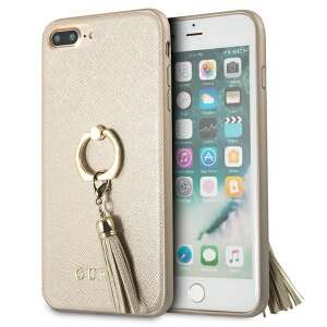 Guess GUHCI8LRSSABE iPhone 7/8 Plus bézs kemény tok Saffiano gyűrűs kitámasztóval 71035423 - Guess