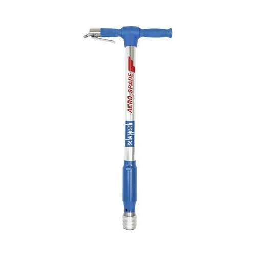 Scheppach Aero 2 Spade pneumatic tool, blue and silver, with a T-shaped handle