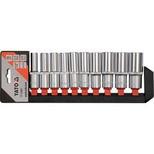 YATO 10-teiliges 1/2 Zoll Steckschlüssel-Satz, 10-24 mm, CrV - Steckschlüssel