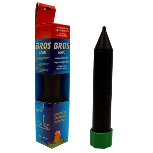 Bros Sonic Max Ultrasonic Mole Repellent, 800-1000m2 coverage, effective against moles, voles, and other rodents, battery powered, environmentally friendly
