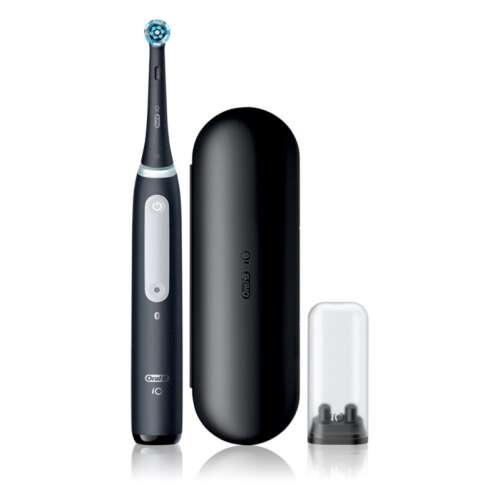 Oral-B iO Series 4 elektrische Zahnbürste in Schwarz mit Ladestation, Reiseetui und Bürstenköpfen