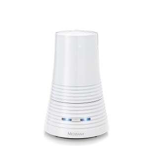 Medisana AH 662 humidifier, front view, showing the white design and the blue light - Humidifier
