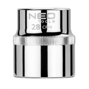 Neo Tools 08-028 dugókulcs 28 mm, 1/2, 6 pontos, superlock, Ezüst