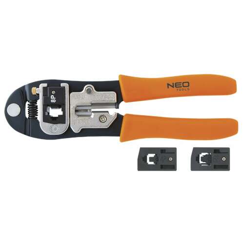 NEO Tools crimping pliers, 4P, 6P, 8P, with interchangeable heads