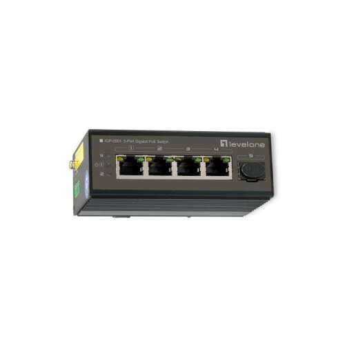 LevelOne IGP-0501 5 portos Gigabit PoE kapcsoló, elülső nézet