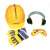 Bosch toy construction worker set, includes helmet, safety glasses, earmuffs, and gloves
