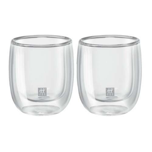Set de 2 pahare de espresso cu pereți dubli Zwilling Sorrento, 80ml, sticlă transparentă, rezistent la căldură, se poate spăla la mașina de spălat vase
