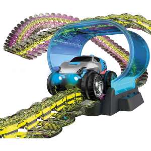 Set de pistă Smoby Flextreme Neon cu mașină luminoasă, 112 piese, 2,6m lungime - Smoby Autostradă și garaj de parcare