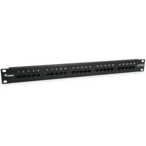 Equip 125298 19 Zoll 25 Port Cat.3 RJ45 ISDN Patchpanel, schwarz, ungeschirmt, Vorderansicht mit Portnummern - Patchpanels