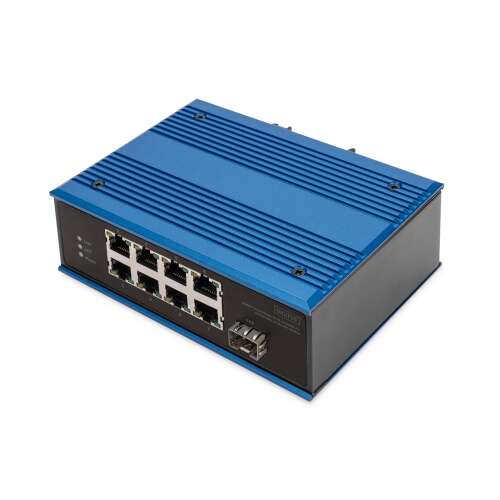 Digitus DN-651132 industrial PoE Ethernet switch, 8 port 10/100 Mbps RJ45 + 1 port 100 Mbps SFP
