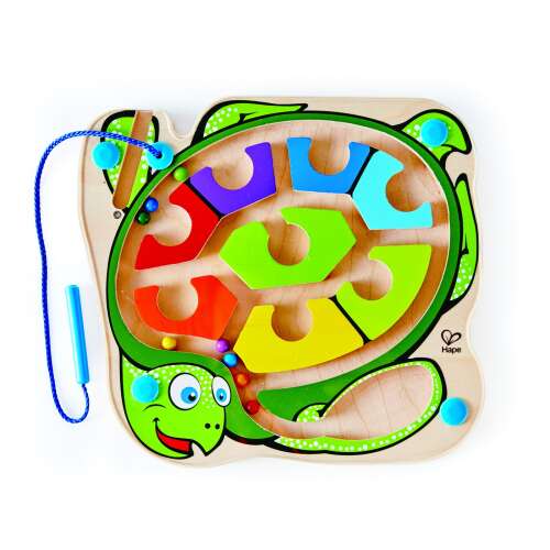 Hape Colorback Sea Turtle, a wooden toy with a maze and colorful balls