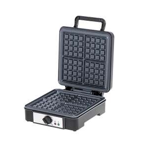 Aparat de gofre Adler AD 3049, negru, deschis, vedere înclinată, arătând plăcile de gofre antiaderente - Aparate de făcut vafe