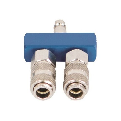 Scheppach dual quick coupler for air compressor, allows two tools to connect to one air outlet