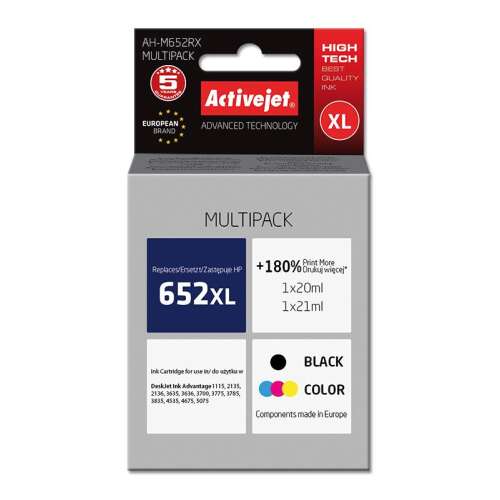 ActiveJet 652XL Többcsomagos Tintapatron HP Deskjet Ink Advantage Nyomtatókhoz - Nyomtató kellék