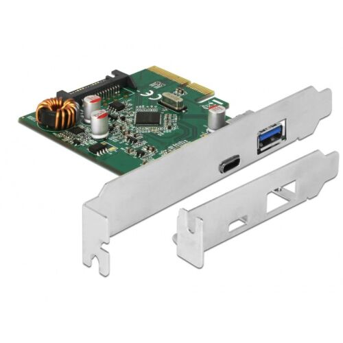 DeLOCK 90299 PCIe USB kártya standard és alacsony profilú konzolokkal