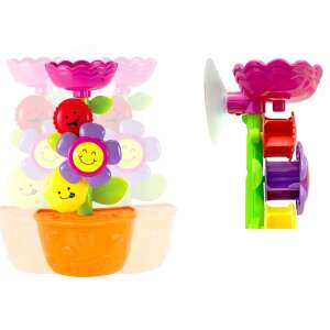 Smily Play Flower Bath Toy with Watering Can, multi-colored flower with smiling faces, suction cup for attaching to the bathtub wall, rotating flowers when watered - Bath Toy