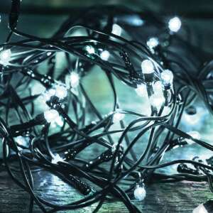Lampki choinkowe LED, 100 białych diod LED, 7 metrów długości, zielony przewód, do użytku wewnętrznego i zewnętrznego - Home by Somogyi