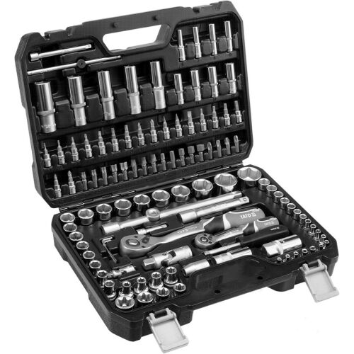 YATO 108-Piece Socket Wrench Set, 1/2 and 1/4 inch Drive, Chrome Vanadium Steel
