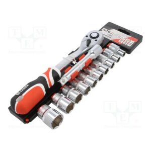 YATO 12-piece socket wrench set with ratchet handle, 1/2 inch drive - Socket Wrench