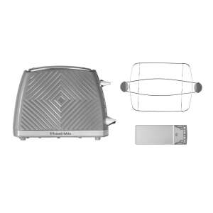 Russell Hobbs Groove szürke kenyérpirító morzsatálcával és melegítő ráccsal - Russell Hobbs