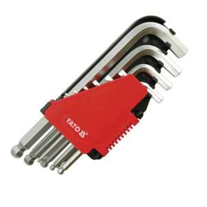 YATO 10 piece L-shaped Allen key set with ball end, sizes 2-12 mm, CrV steel - Yato