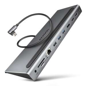 Axagon HMC-4KX3 100W Univerzális dokkoló, 11 az 1-ben USB-C hub, hármas 4K kijelzővel, SD/MicroSD kártyaolvasóval, Gigabit Ethernet-tel és Power Delivery-vel - AXAGON
