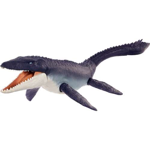 Mattel Jurassic World Mosasaurus figura, egy nagy, részletes dinoszaurusz játék mozgatható állkapoccsal