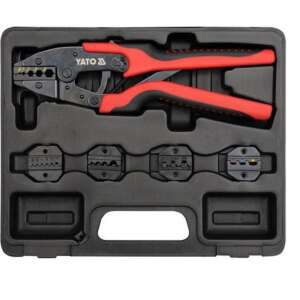 YATO Crimping Pliers Set, 260mm, with 5 interchangeable dies, for crimping the most popular types of connectors, painted surface protects against corrosion, two-component plastic handle on the grip - Pliers