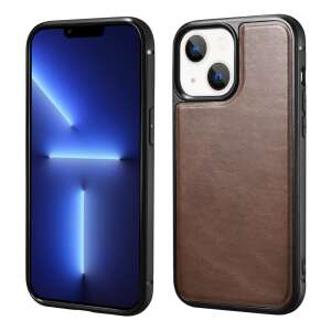 Icarer bőr olajviasz tok valódi bőrrel iPhone 13 mini (Magsafe kompatibilis) barna (Ali1211-bn)