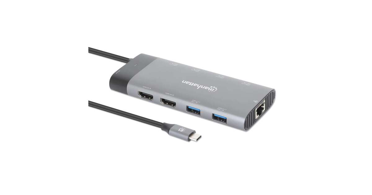 Manhattan 130714 stație de andocare și replicator de porturi cu fir USB 3.2 Gen 2 (3.1 Gen 2) Type-C Gri (130714) 134201001