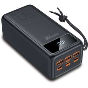 Realpower PB-56000 Pro Power Bank, 56000mAh, fekete, ferde nézet - Külső akkumulátor & Powerbank