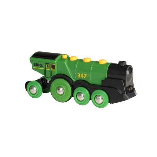 BRIO Big Green Action Locomotive, green toy train with lights and sounds, 3+ years