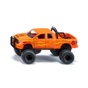 Siku Dodge RAM 1500 Monster Truck model samochodu, pomarańczowy z naklejkami płomieni - Gra