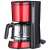 Severin KA 4817 red coffee maker, 10 cups, with glass carafe, side view