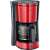Severin KA 4817 red coffee maker, 10 cups, with glass carafe, brewing coffee