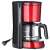Severin KA 4817 red coffee maker, 10 cups, with glass carafe, side view