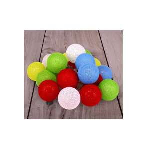 Farebné svetelné reťaze s bavlnenými guľami, 20 LED svetiel, 3 metre dlhé - Iris