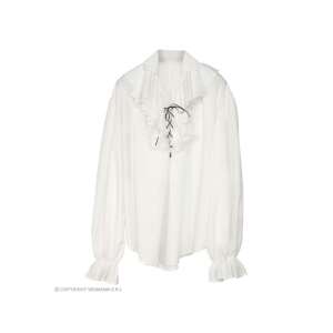 Cămașă albă de pirat cu dantelă și șiret, costum renascentist, mărime M - Modă și îmbrăcăminte