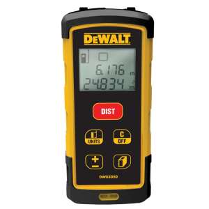 DeWalt DW03050 lézeres távolságmérő, 50m hatótávolság, sárga és fekete, digitális kijelző - Dewalt