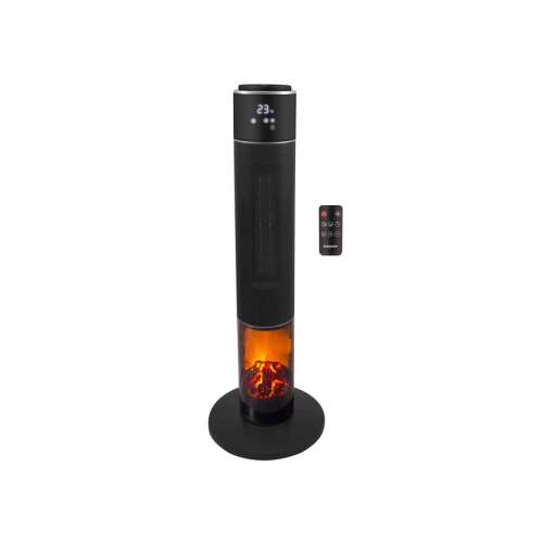 Beper P203TER001 electric heater with flame effect, black