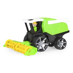 Combaină de recoltat jucărie verde Lena Truxx2 cu roți negre și cap de tăiere galben - Mașină de lucru pentru copii