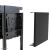 Close-up of NewStar mobile TV stand VESA mount and media shelf.