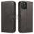 Black leather wallet case for Samsung Galaxy A73 with stand function, front and back view