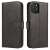 Black leather wallet case for Samsung Galaxy A73 with stand function, front and back view