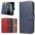 Blue leather wallet case for Samsung Galaxy A73 with stand function and card slots, collage of different colors