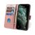 Samsung Galaxy A73 pink wallet case with phone, cards, and cash