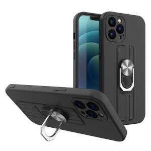 Black silicone phone case with a ring holder for Samsung Galaxy A73 - Phone Case