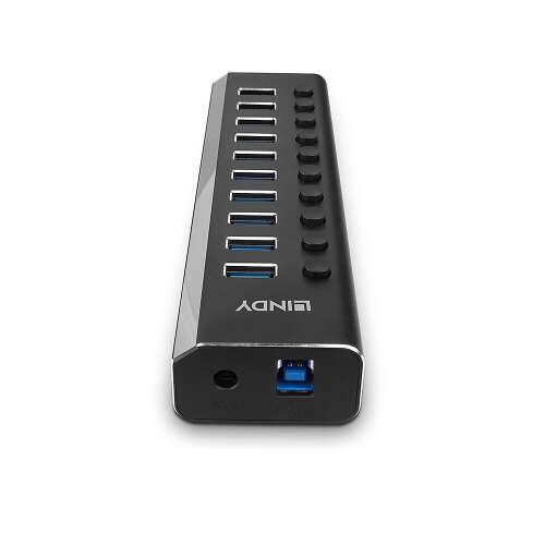 LINDY USB 3.0 hub with 10 ports, black